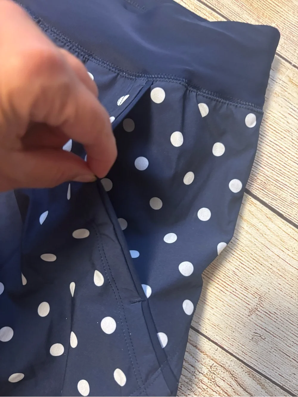 Lands' End Navy/White Polka Dot 2-Piece Underwired D Swim Shorts, 14